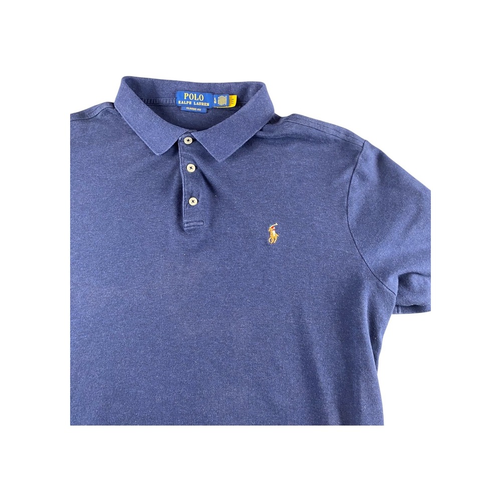 Polo Ralph Lauren Classic Fit Navy Blue Short‎ Sleeve Polo Shirt Mens L